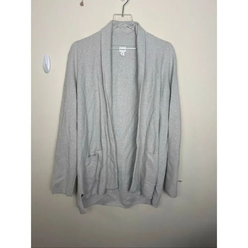 J.Crew Gray Open Front Cardigan Sweater XL 100% Cotton Casual Layering Classic P